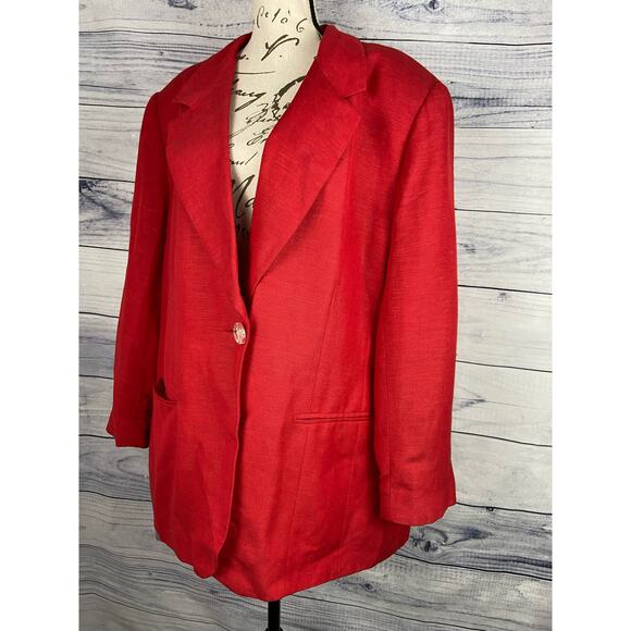 Harve Benard Holtzman One Button Linen Jacket Womens 20W Lapel Pockets Lined - Picture 5 of 11